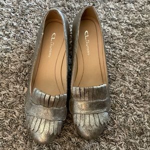 CL by Laundry Silver Kiltie Heeled Loafer